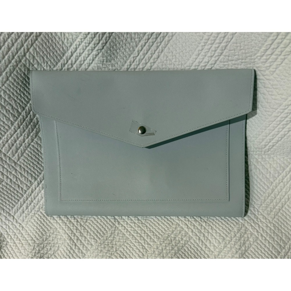 Glass Ladder & Co Vegan Leather Megan Portfolio Clutch Light Gray Attache Snap
